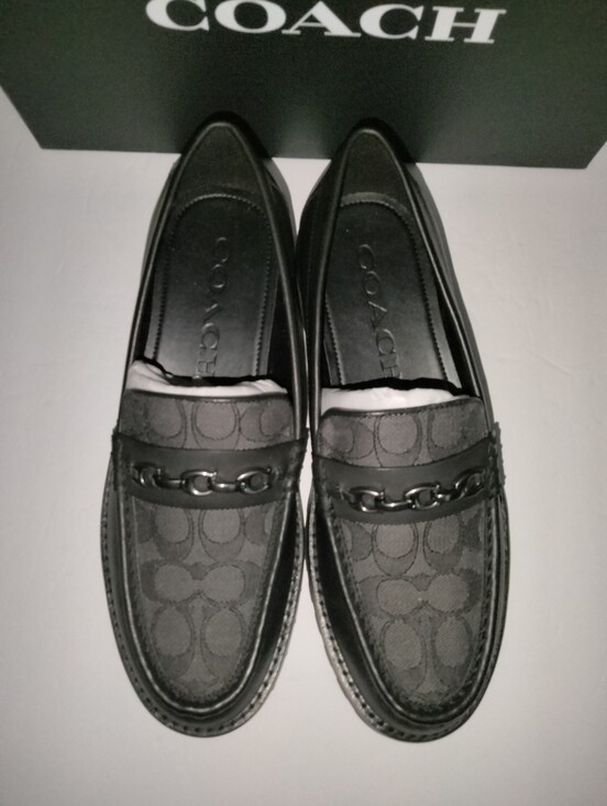 Coach (Sz 8.5D) Men\'s Black Brooks Signature Jacquard Canvas Chain-Trim Loafers main image 10